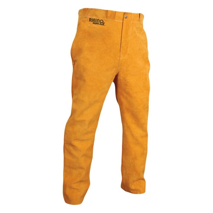 Pantalon soudeur en cuir jaune pour soudage