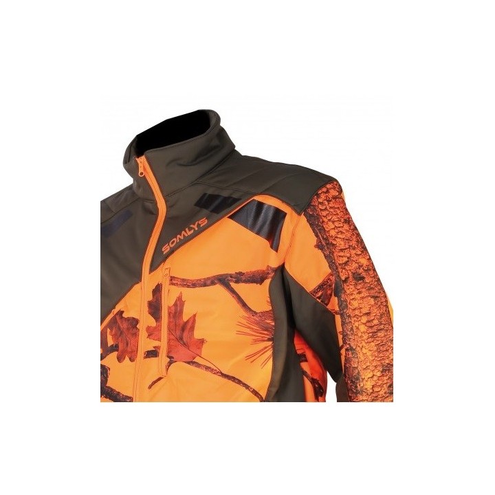Veste SOMLYS habillée Softshell Newtek sherpa camouflage orange