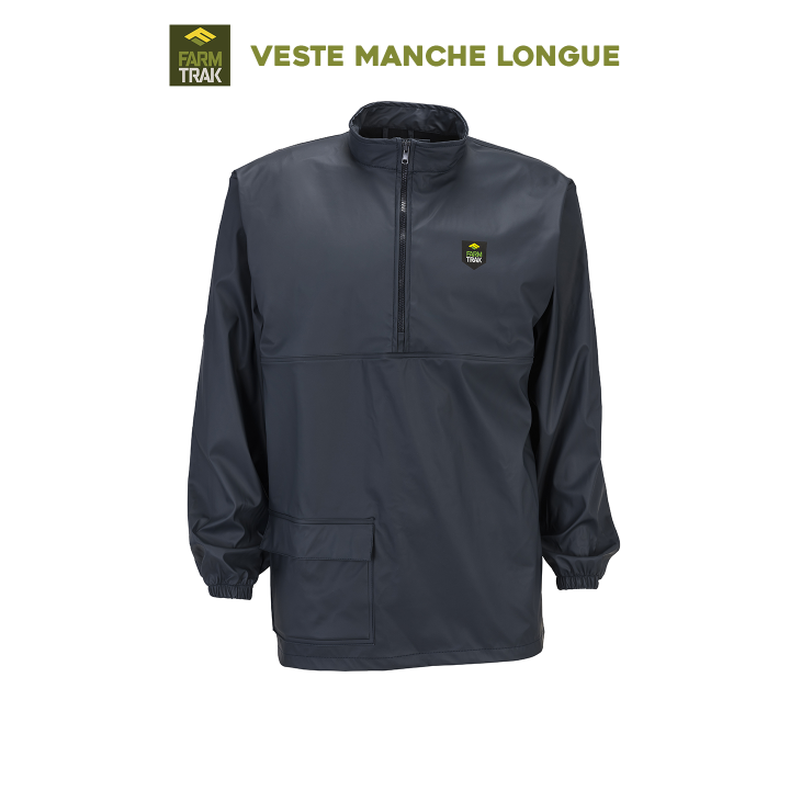 Veste de pluie manche longue sans capuche AGRIHEALTH Polyuréthane et polyester bleu sans capuche