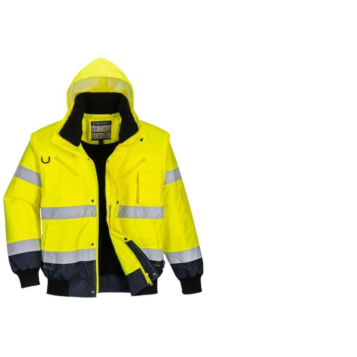 Blouson haute visibilité manches amovibles 3 en 1 en (2 coloris)