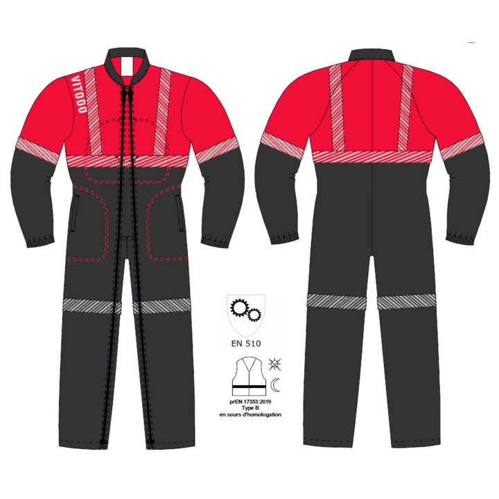 Coupe et normes de la combinaison rouge SONORCO