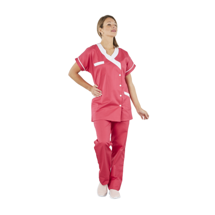 Pantalon mixte polyester coton élastiqué PACO fuschia  PBV