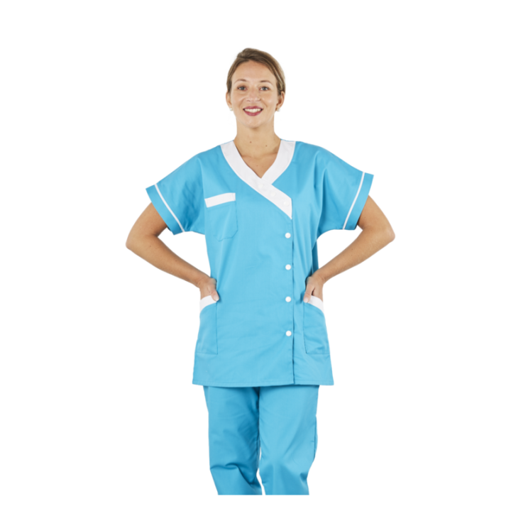 Pantalon mixte polyester coton élastiqué PACO turquoise  PBV