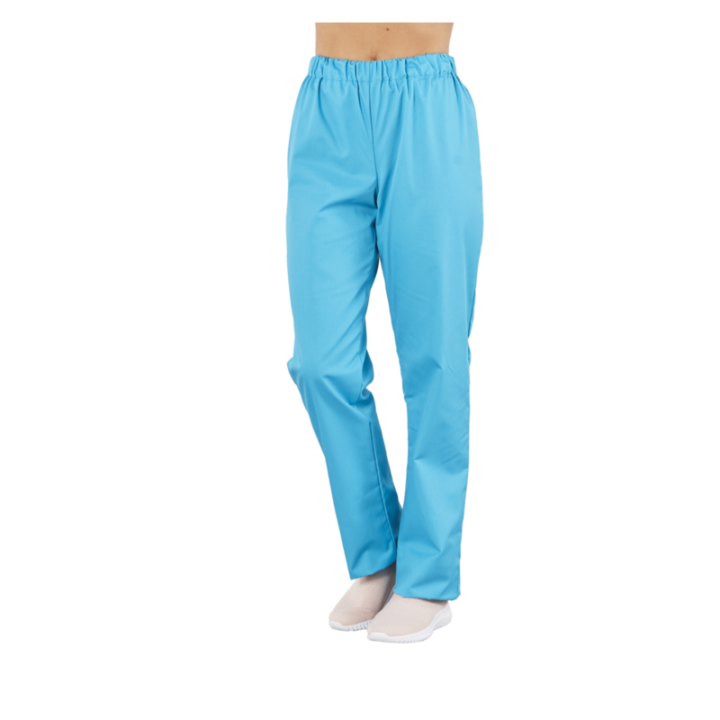 Pantalon mixte polyester coton élastiqué PACO turquoise  PBV