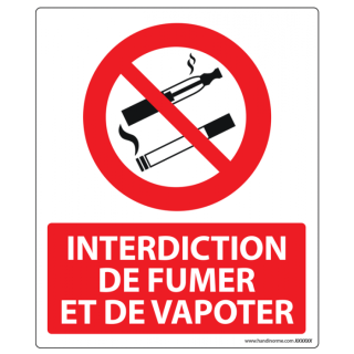Panneau interdiction de fumer et de vapoter rigide ou adhésif A4