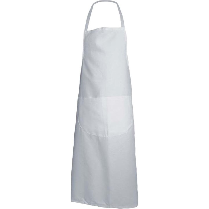 Tablier à bavette couleur blanc 100 % coton PBV Sécurama