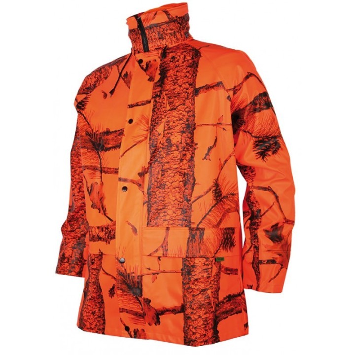 Veste chasse de pluie camouflage orange TREELAND