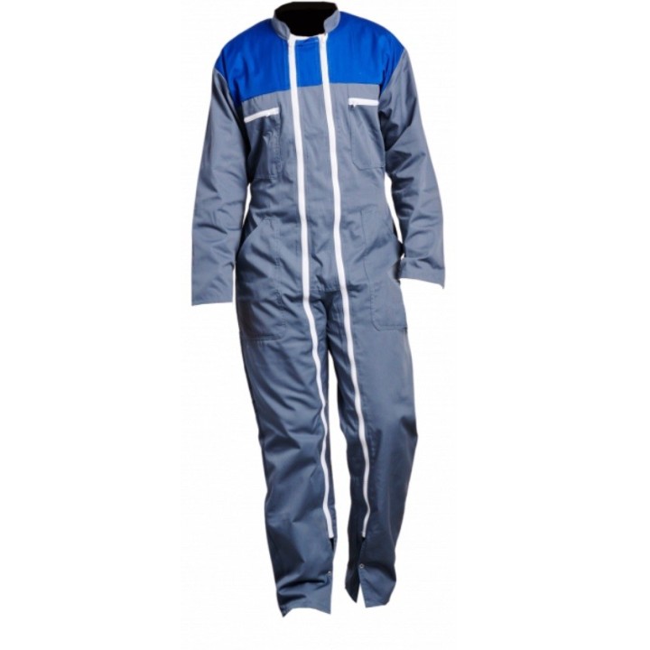 Combinaison de travail à double fermeture bicolore Sécurama bleu gris