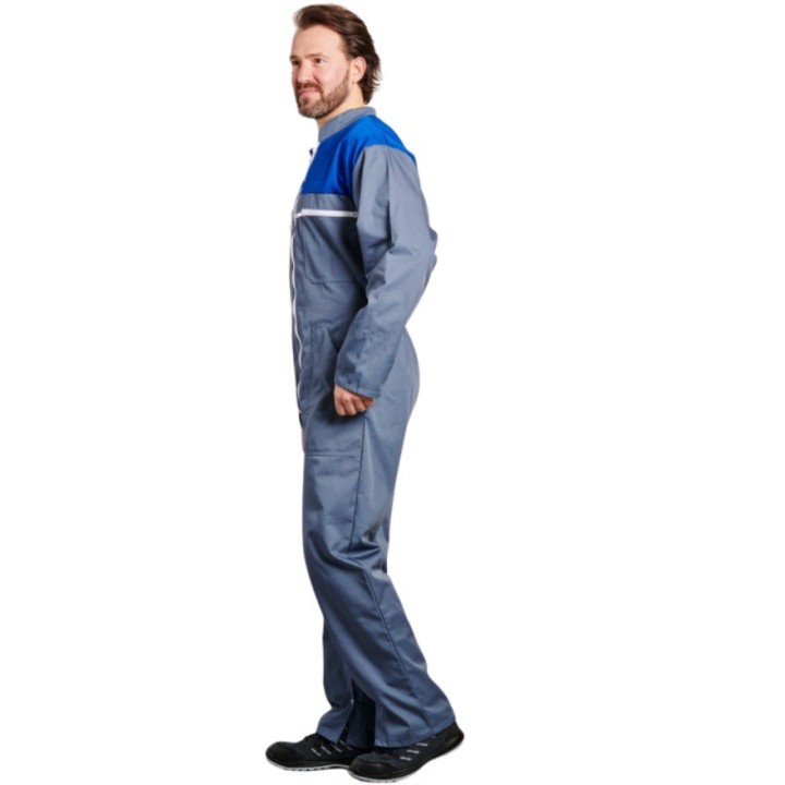 Combinaison de travail à double fermeture bicolore Sécurama bleu gris