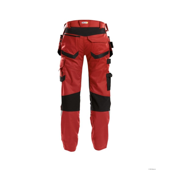 Pantalon de travail FLUX stretch D-Flex DASSY rouge noir dos
