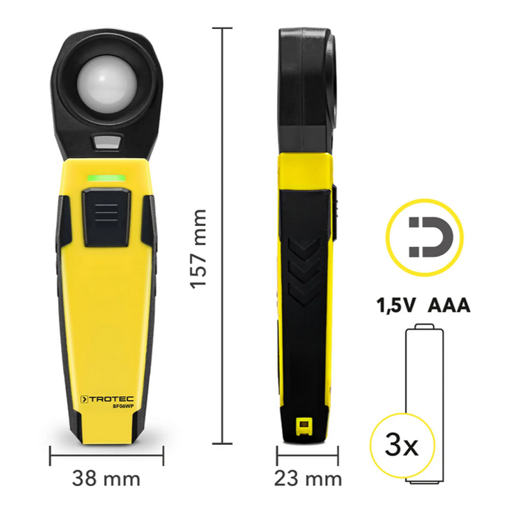 Luxmètre BF06WP pour smartphone plage 0 - 40.000 lx dimension
