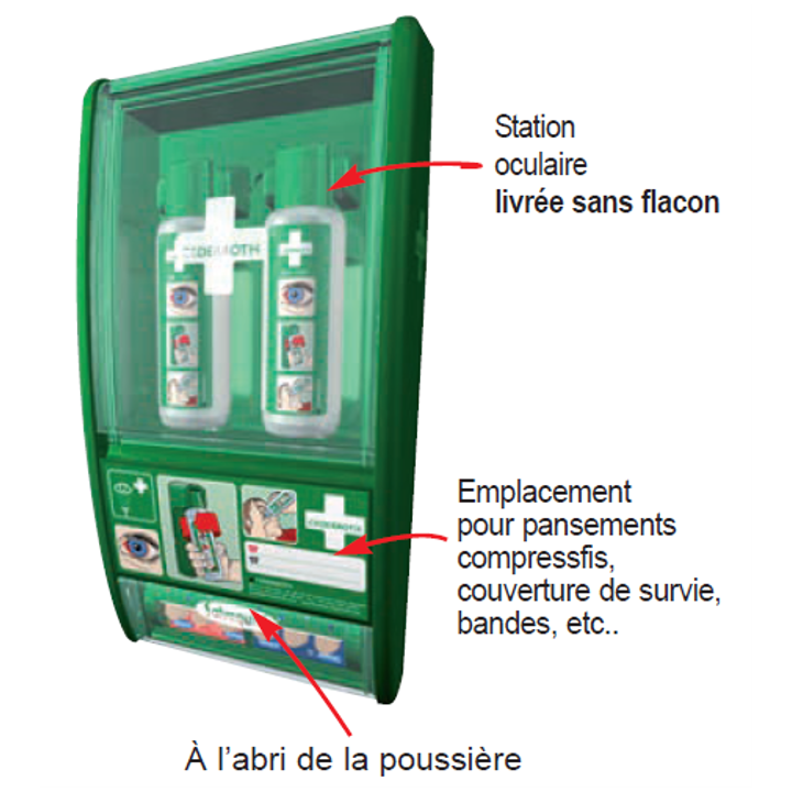 Douche oculaire murale lave œil distributeur de pansement