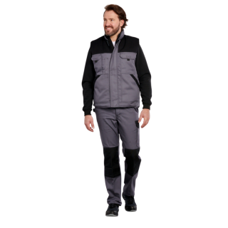 Homme au travail avec pantalon de travail coton polyester gris noir OMAR