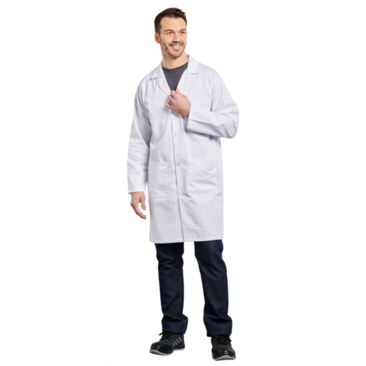 Homme au travail en Blouse de travail coton homme à pression blanche PBV