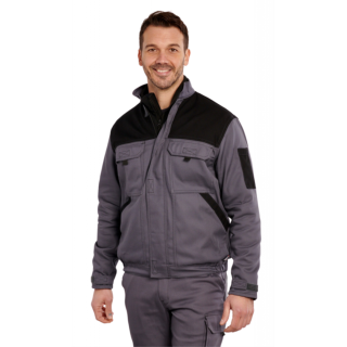 Blouson de travail poly coton sans métal DENNIS gris noir