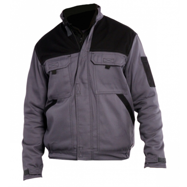 Blouson de travail poly coton sans métal DENNIS gris noir