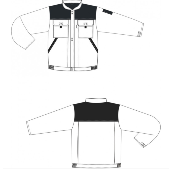 Patronage de notre Blouson de travail poly coton sans métal DENNIS gris noir