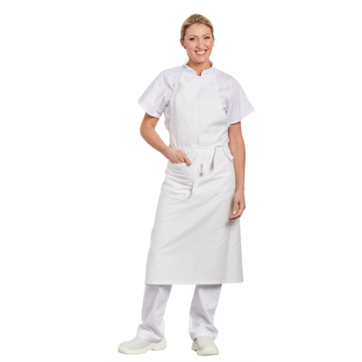 Tablier bavette coton 90 X 105 jardinage cuisine blanc