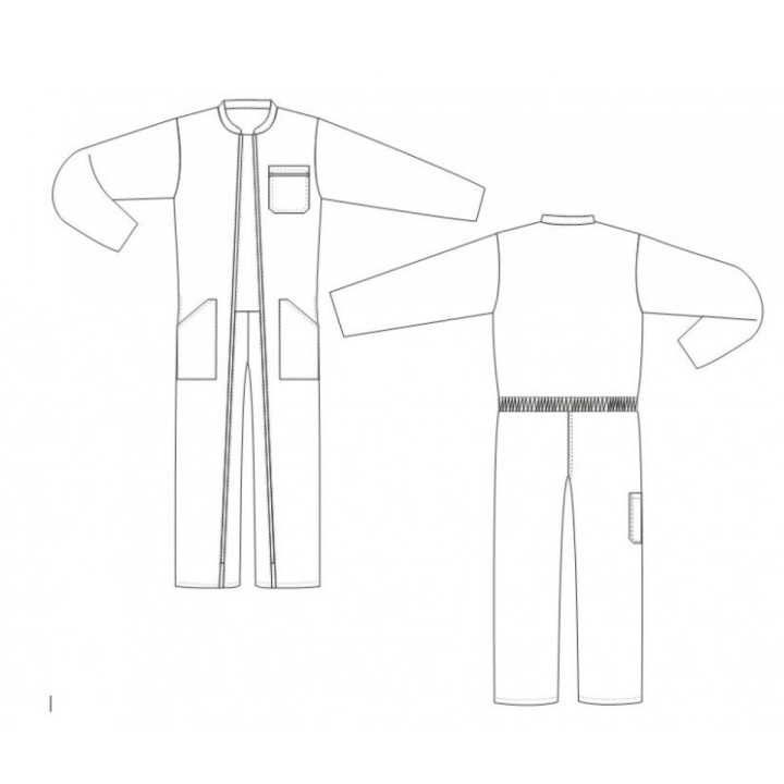 Coupe de notre Combinaison travail enfant  junior 2 ZIPS grise PBV Sécurama