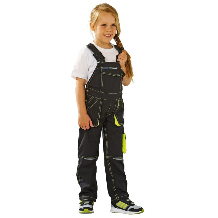 Salopette de travail enfant junior anthracite jaune