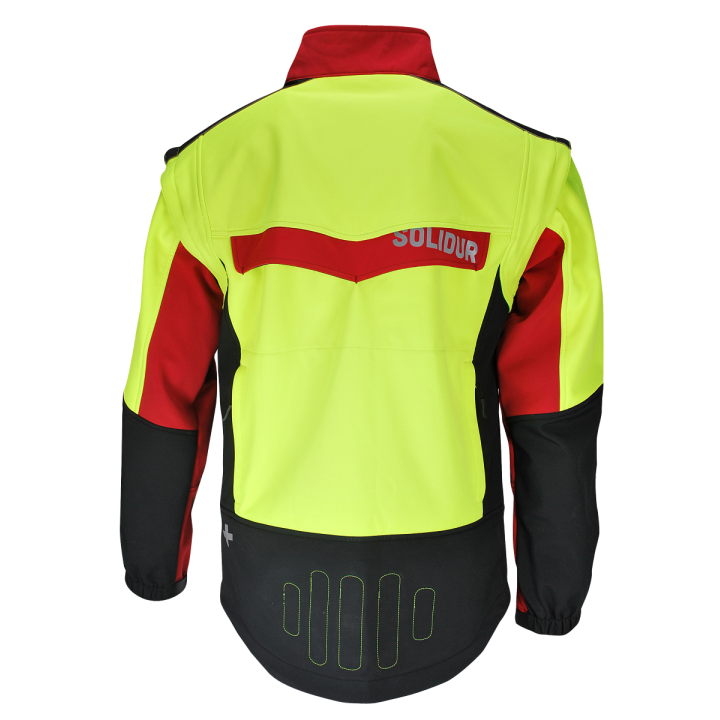 Veste de travail SOFTSHELL WODA manches amovibles SOLIDUR jaune dos