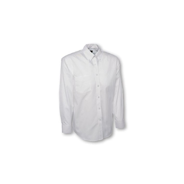 Chemise blanche manche longue 15% poly et 85% coton