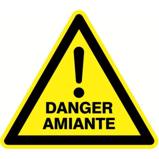 Panneau danger amiante risque majeur adhésif