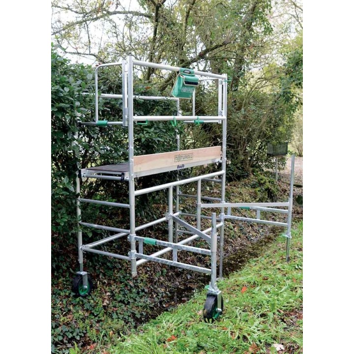 Echafaudage roulant naturoll - travail en dénivelés au-dessus de fossé