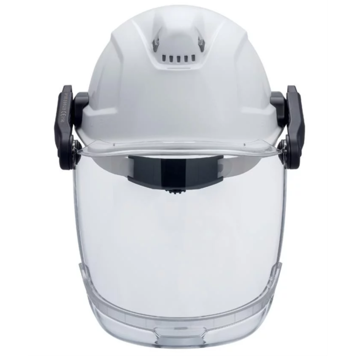 Casque électricien UVEX visière déployée