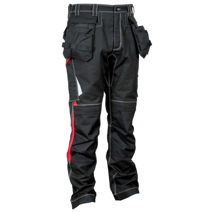 Pantalon de travail travail LEIRA COFRA renforcé noir rouge
