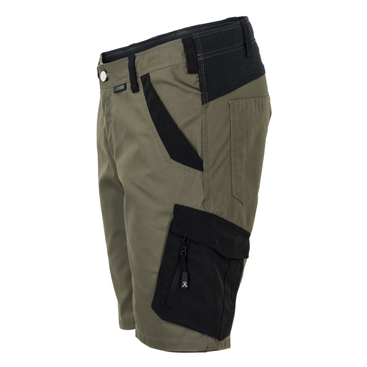 Short élasthanne vert olive profil