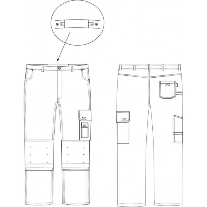 Patronage de notre Pantalon TYPHON JEANS poche genoux PBV