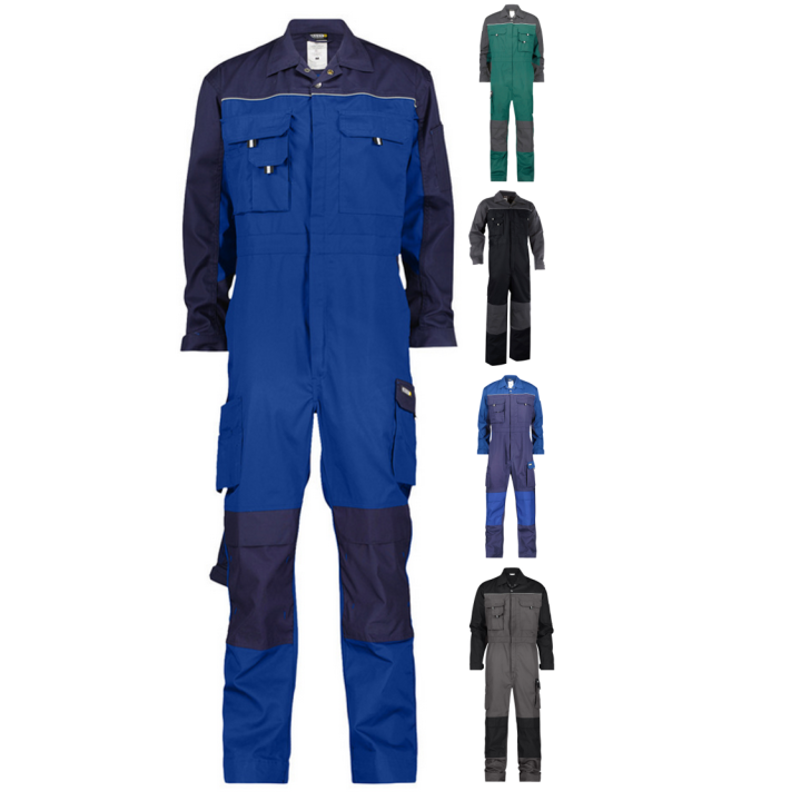 Combinaison de travail bicolore simple fermeture poly coton renfort cordura CANNE Dassy
