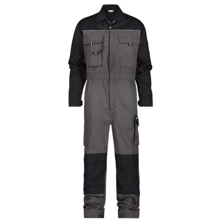 Combinaison de travail bicolore  CANNE gris ciment noir