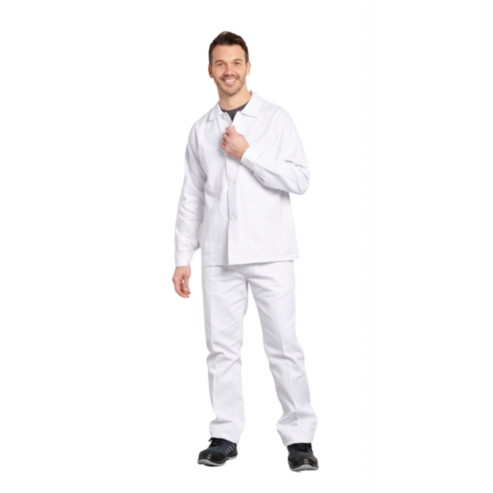Veste de travail 100% coton blanc PBV Dijon face