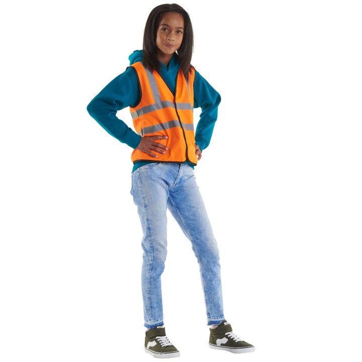 Gilet haute visibilité Enfant Junior jaune fluo avec bandes