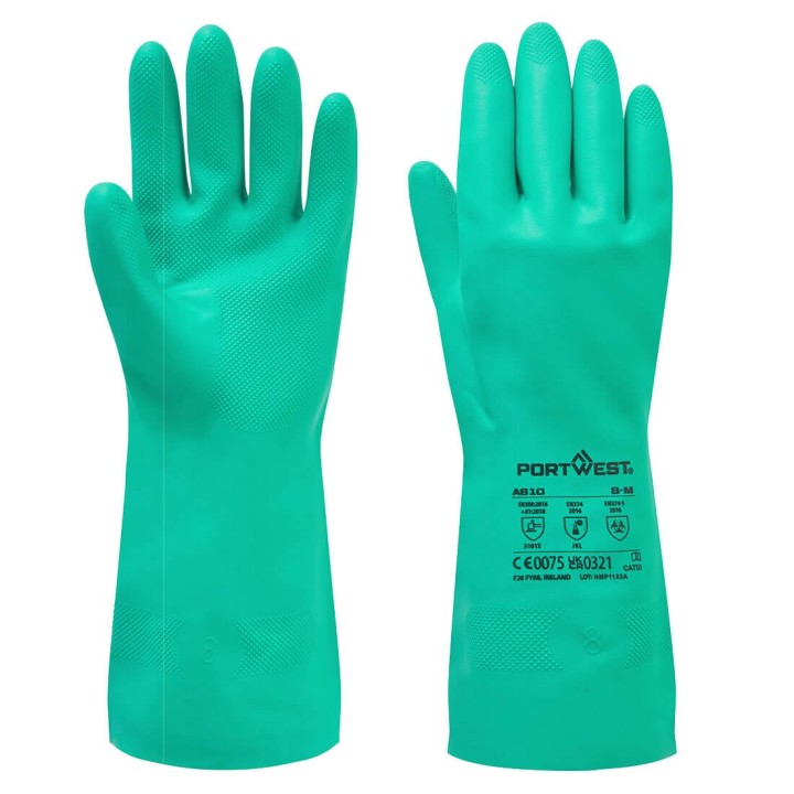Gants nitriles protection chimique 32cm A810 Portwest