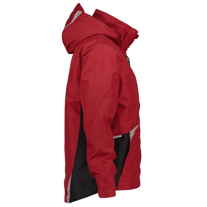 Veste de travail imperméable et coupe vent SOFTSHELL HYPER Dassy rouge noir dos