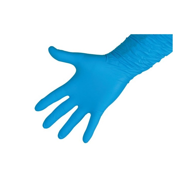 Gant nitrile manchette 30 cm jetable bleu KERBL