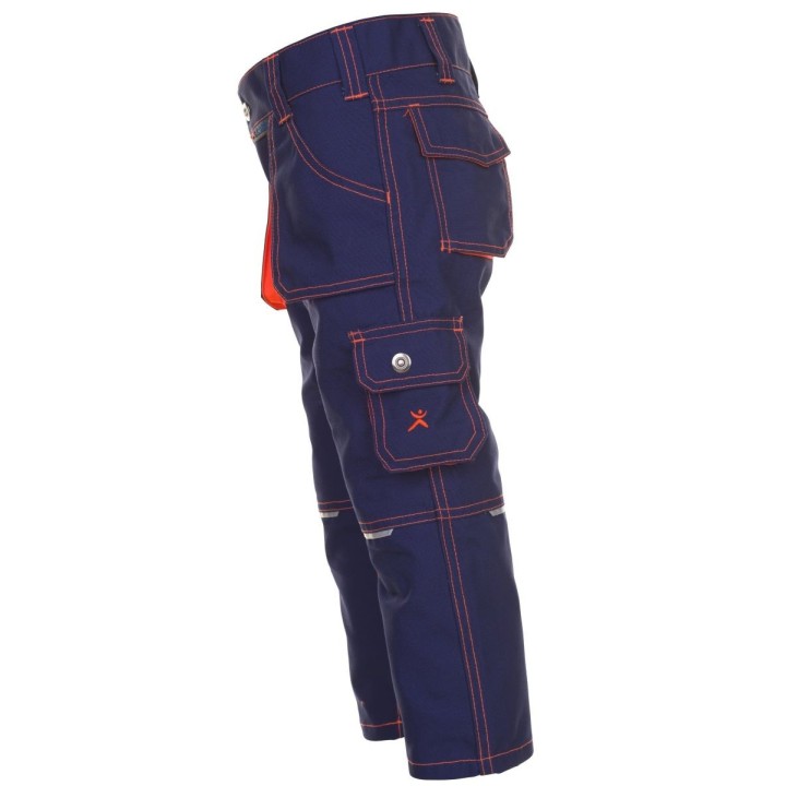 6111 pantalon junior PLANAM marine orange profil gauche