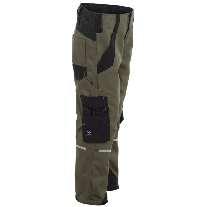 Pantalon enfant élasthanne NORIT PLANAM KIDS vert olive noir profil