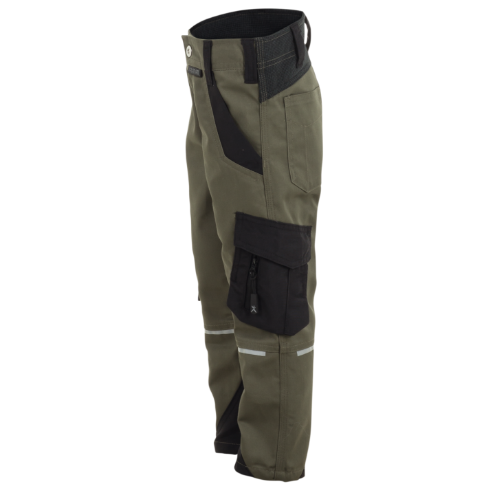 Pantalon enfant élasthanne NORIT PLANAM KIDS vert olive noir profil