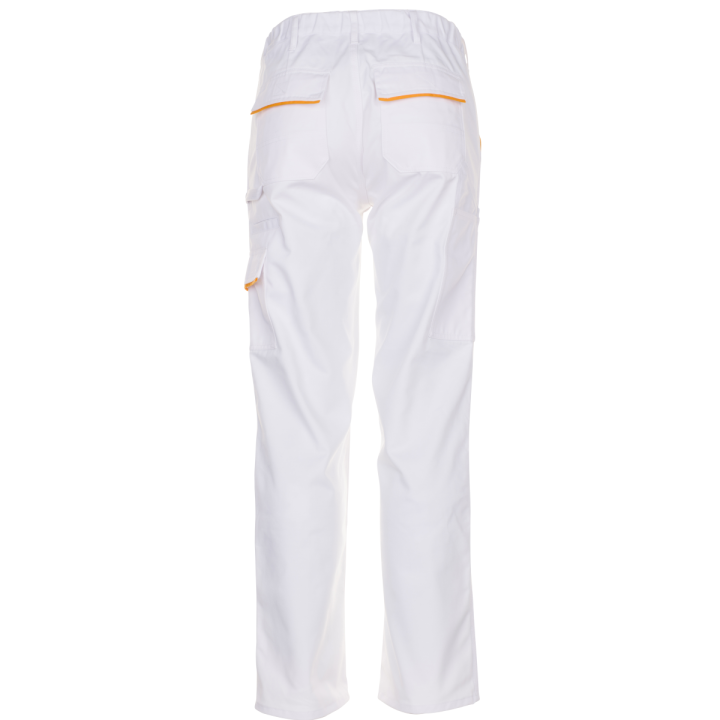 Pantalon de travail blanc blanc jaune highline planam profil dos