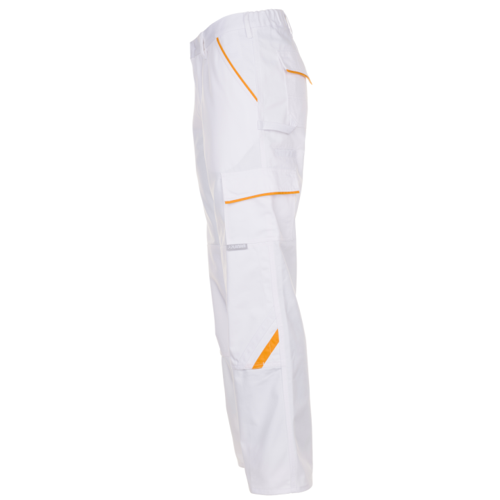 Pantalon de travail blanc blanc jaune highline planam profil