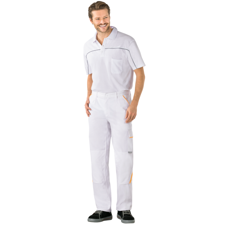 Pantalon de travail blanc blanc jaune highline planam profil
