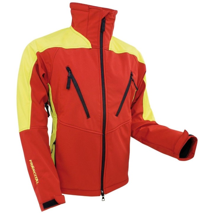 Veste softshell chasse travail extérieur KOUVOLA FRANCITAL rouge jaune