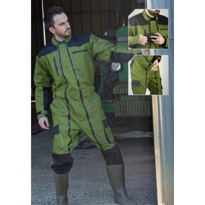 Combinaison 2 DF poly coton TRIDENT vert - noir LMA