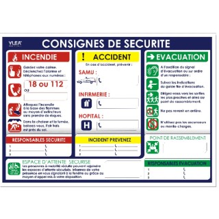 Panneau consignes de sécurité YLEA – Affichage obligatoire entreprise