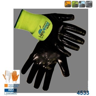 Gants anti piqure hexarmor 7082 enduction 3/4 nitrile 4533