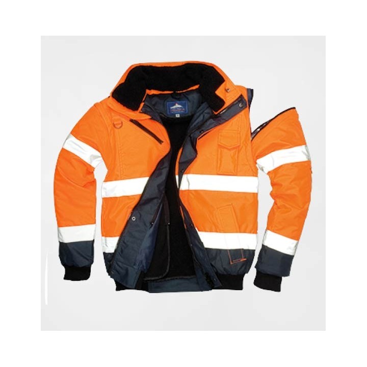 blouson haute visibilité orange avec manches amovibles